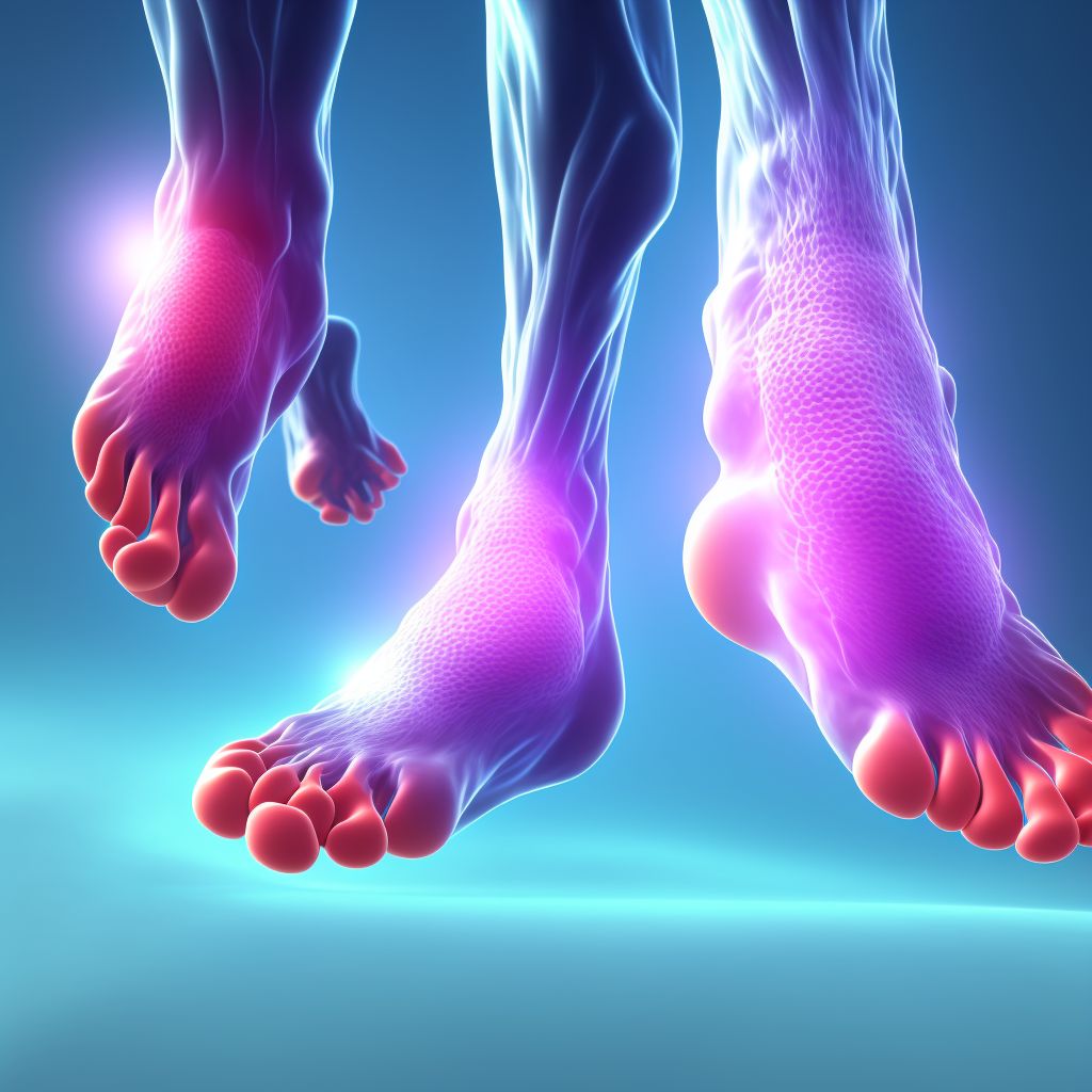 Drug-induced chronic gout, left ankle and foot, with tophus (tophi) digital illustration