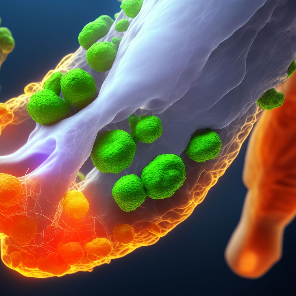 Drug-induced chronic gout, unspecified ankle and foot, with tophus (tophi) digital illustration