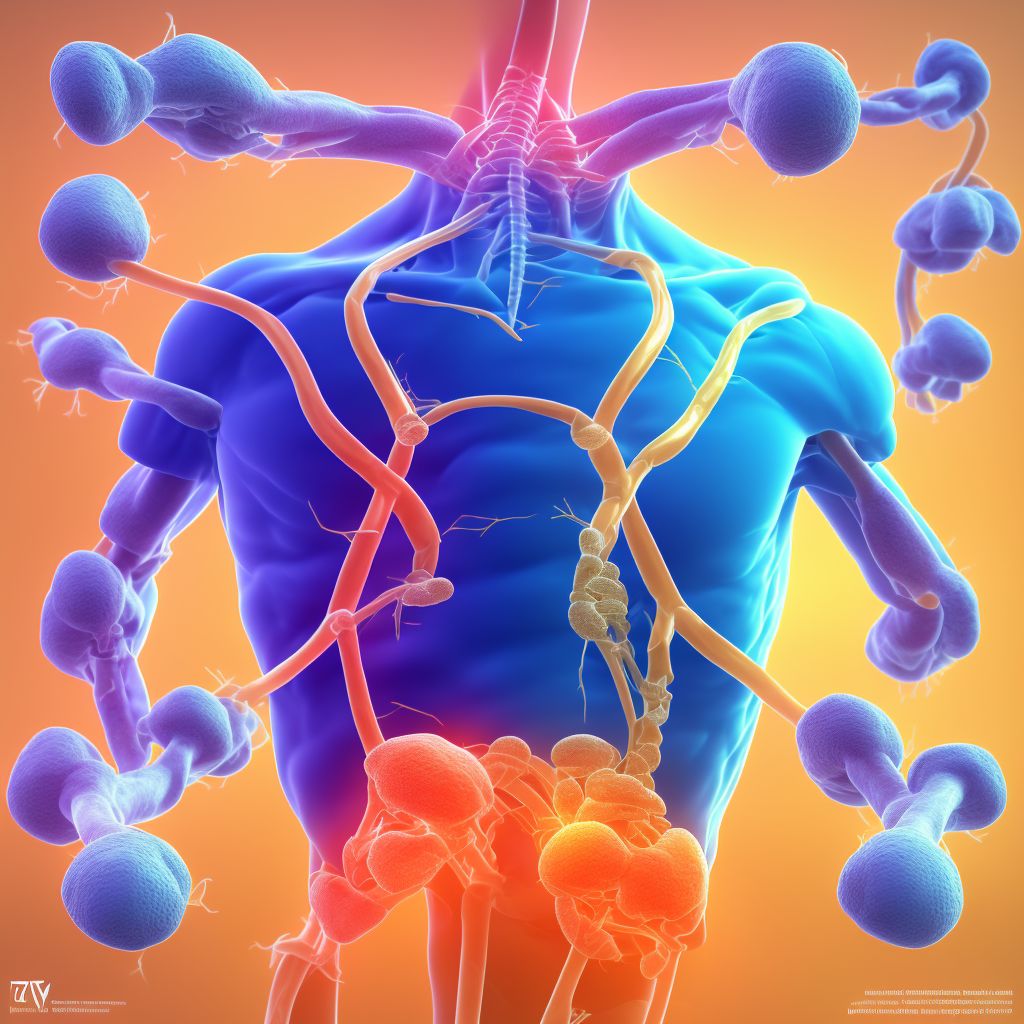 Chronic gout due to renal impairment, right shoulder, without tophus (tophi) digital illustration