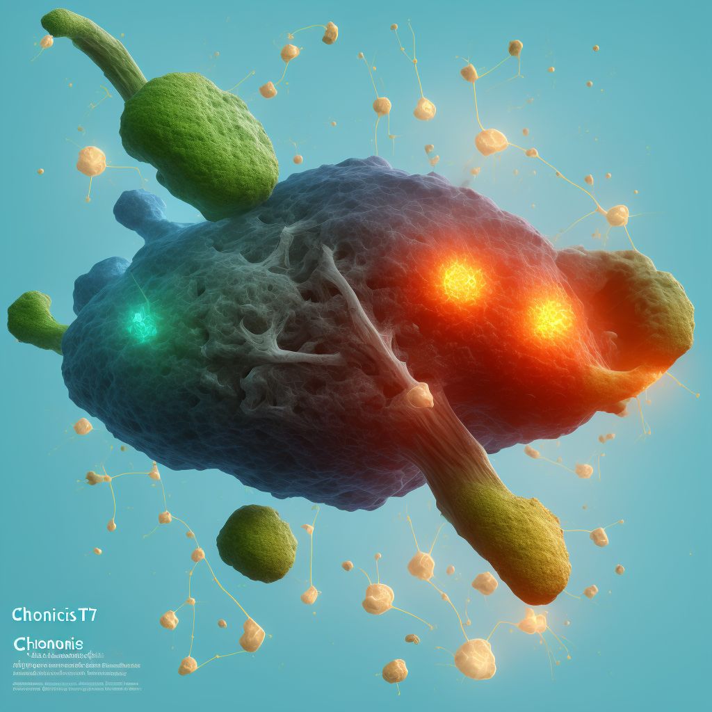 Chronic gout due to renal impairment, right hip, without tophus (tophi) digital illustration