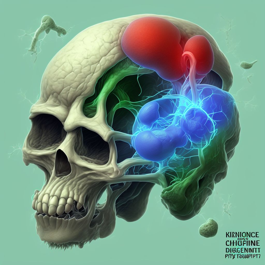 Chronic gout due to renal impairment, left knee, with tophus (tophi) digital illustration