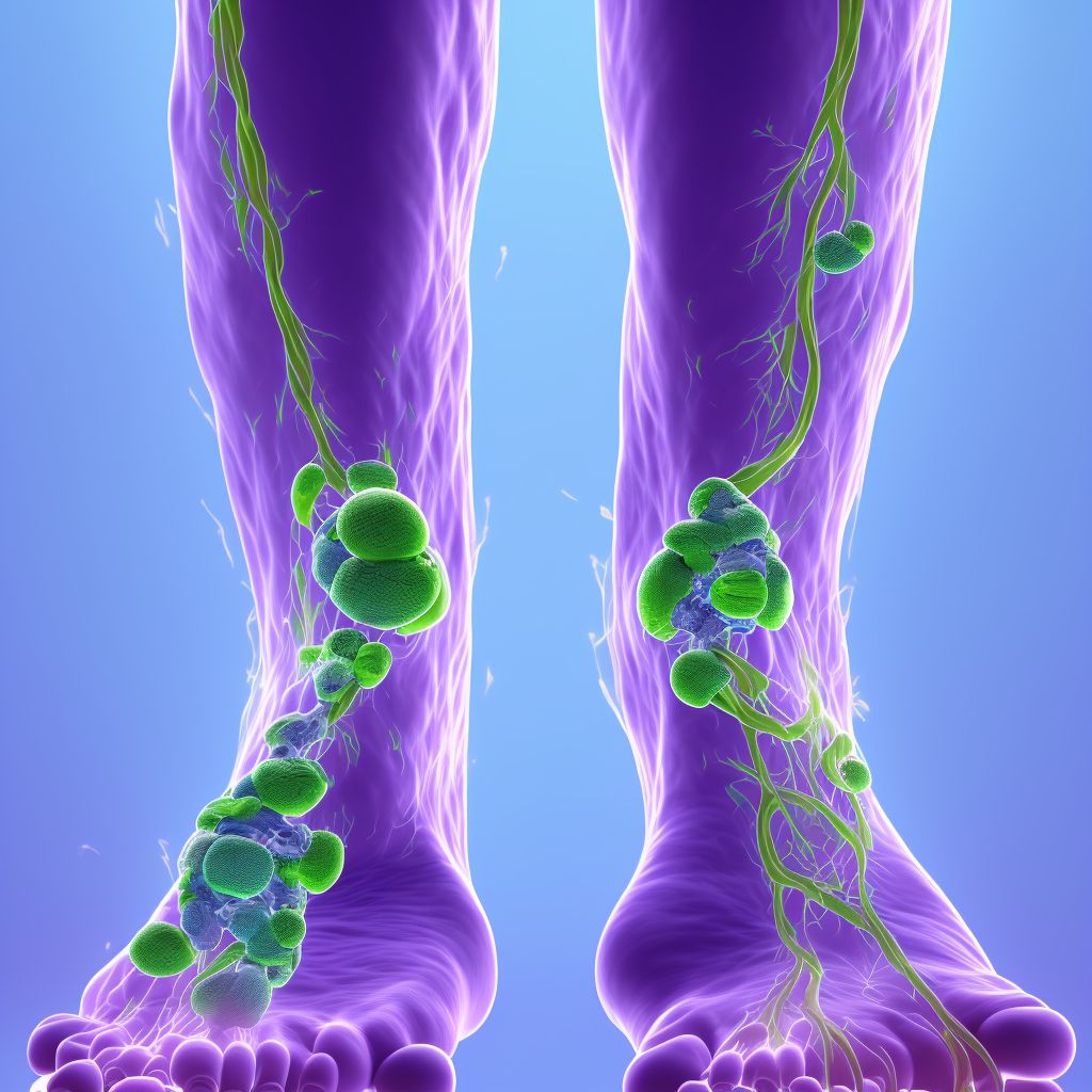 Chronic gout due to renal impairment, right ankle and foot, with tophus (tophi) digital illustration