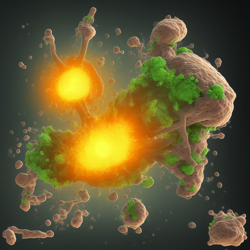 Other secondary chronic gout, unspecified knee, with tophus (tophi) digital illustration