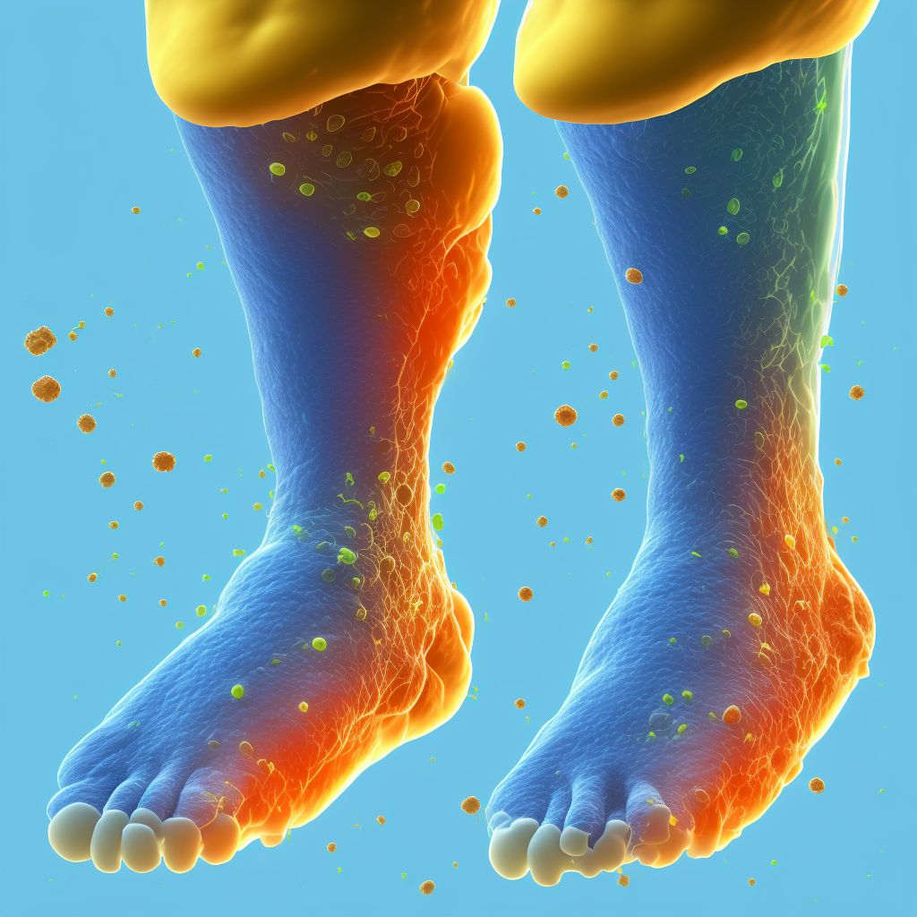 Other secondary chronic gout, unspecified ankle and foot, without tophus (tophi) digital illustration