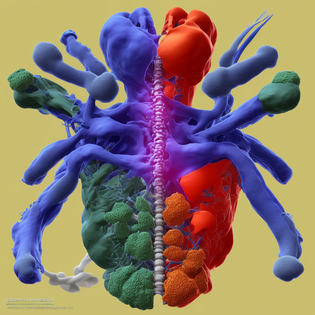 Other secondary chronic gout, vertebrae, with tophus (tophi) digital illustration