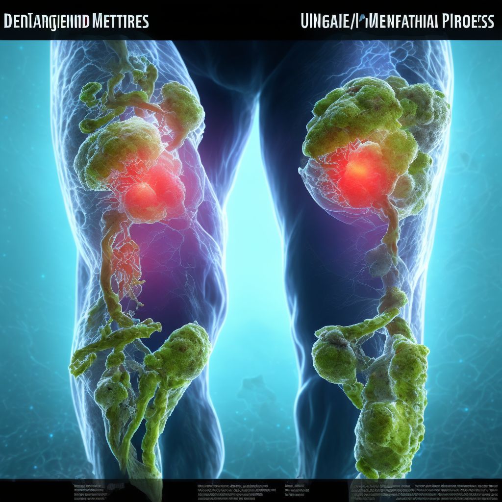 Derangement of unspecified medial meniscus due to old tear or injury, right knee digital illustration