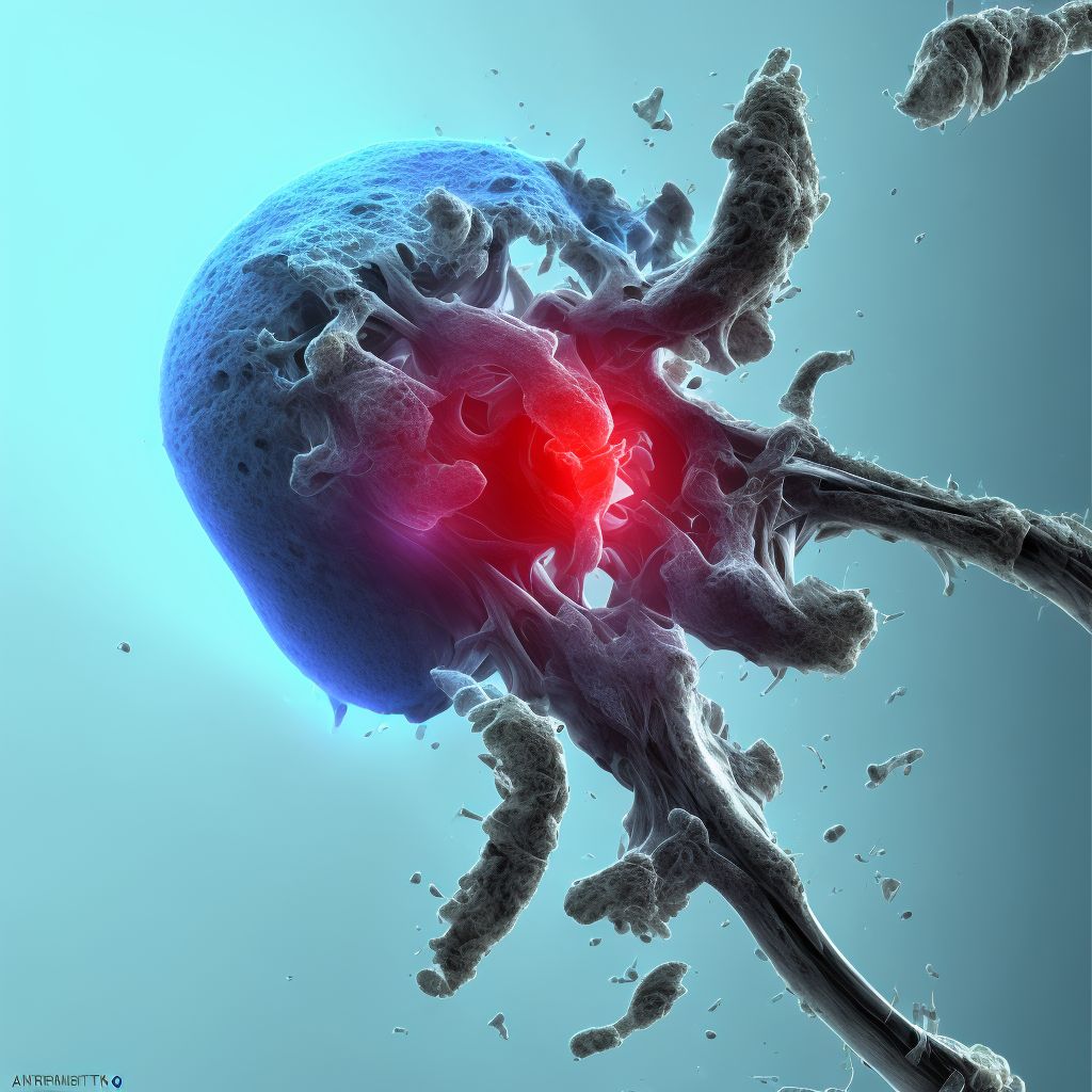 Derangement of anterior horn of medial meniscus due to old tear or injury, left knee digital illustration