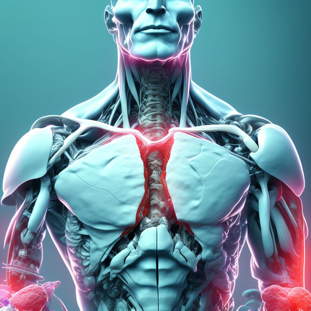 Disorder of ligament, right shoulder digital illustration