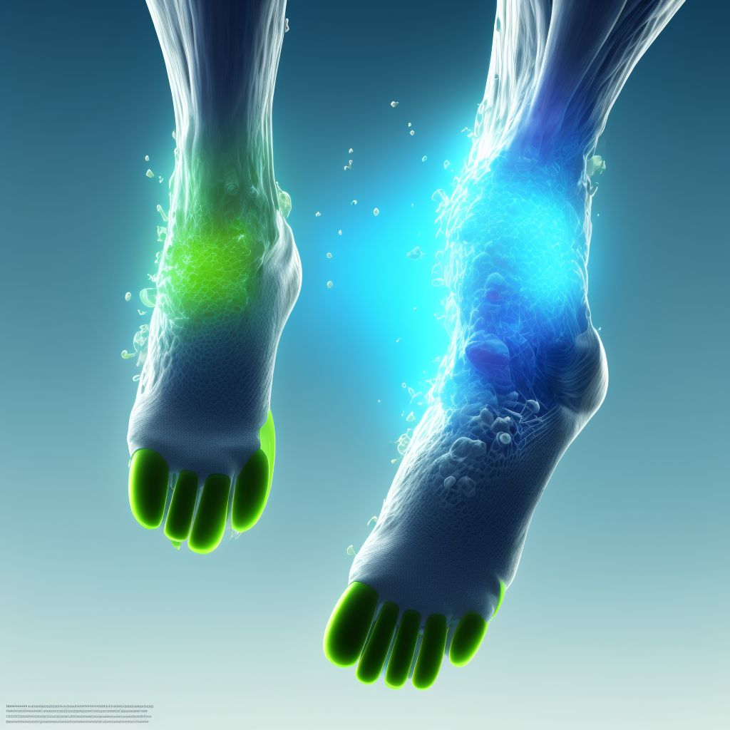 Pain in right ankle and joints of right foot digital illustration