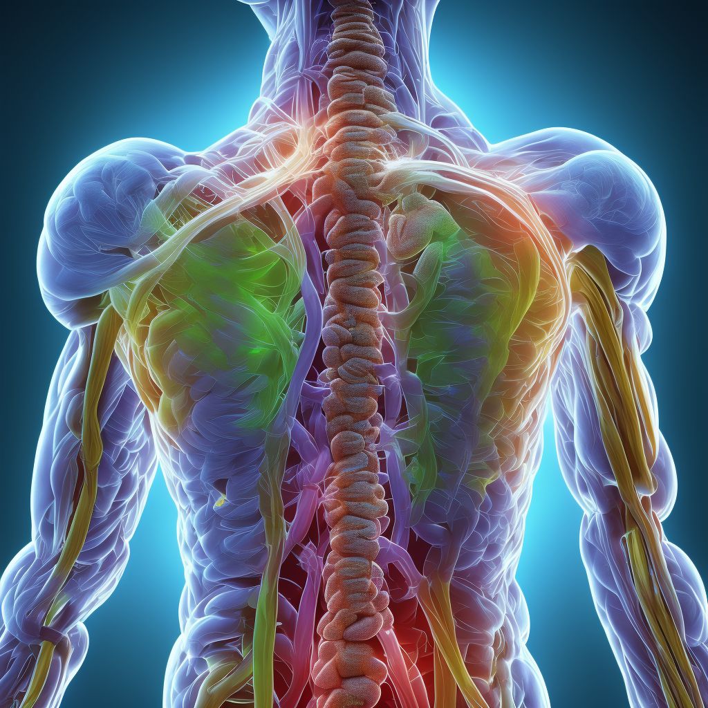 Neuromuscular scoliosis, thoracic region digital illustration