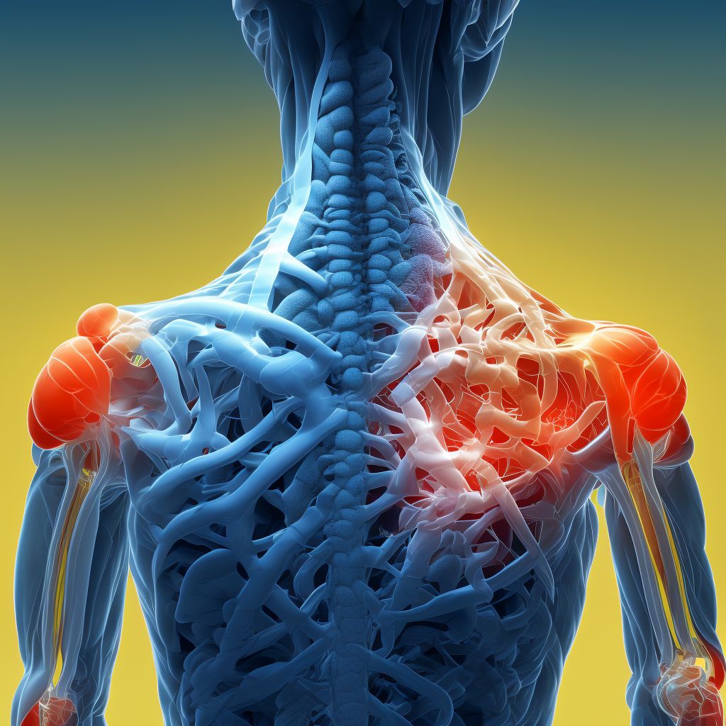 Neuromuscular scoliosis, thoracolumbar region digital illustration