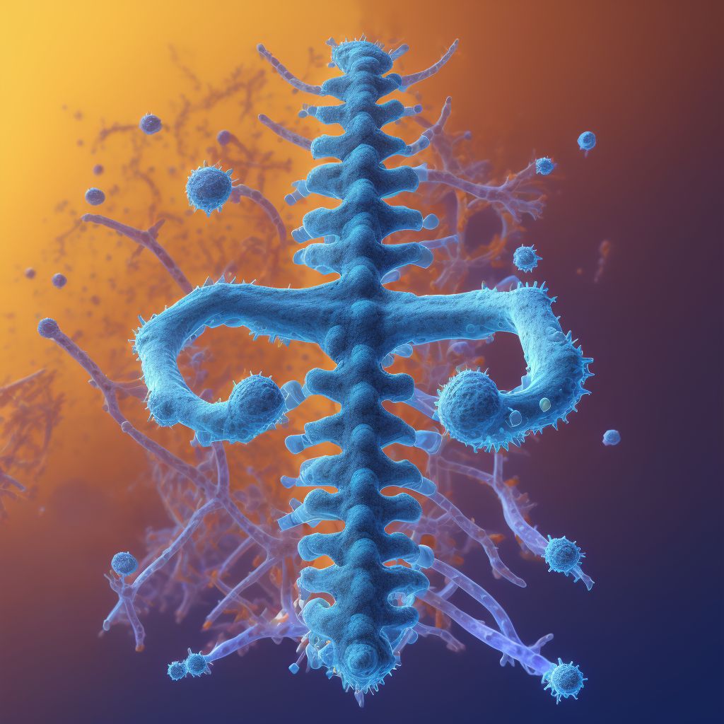 Spondylolysis, multiple sites in spine digital illustration