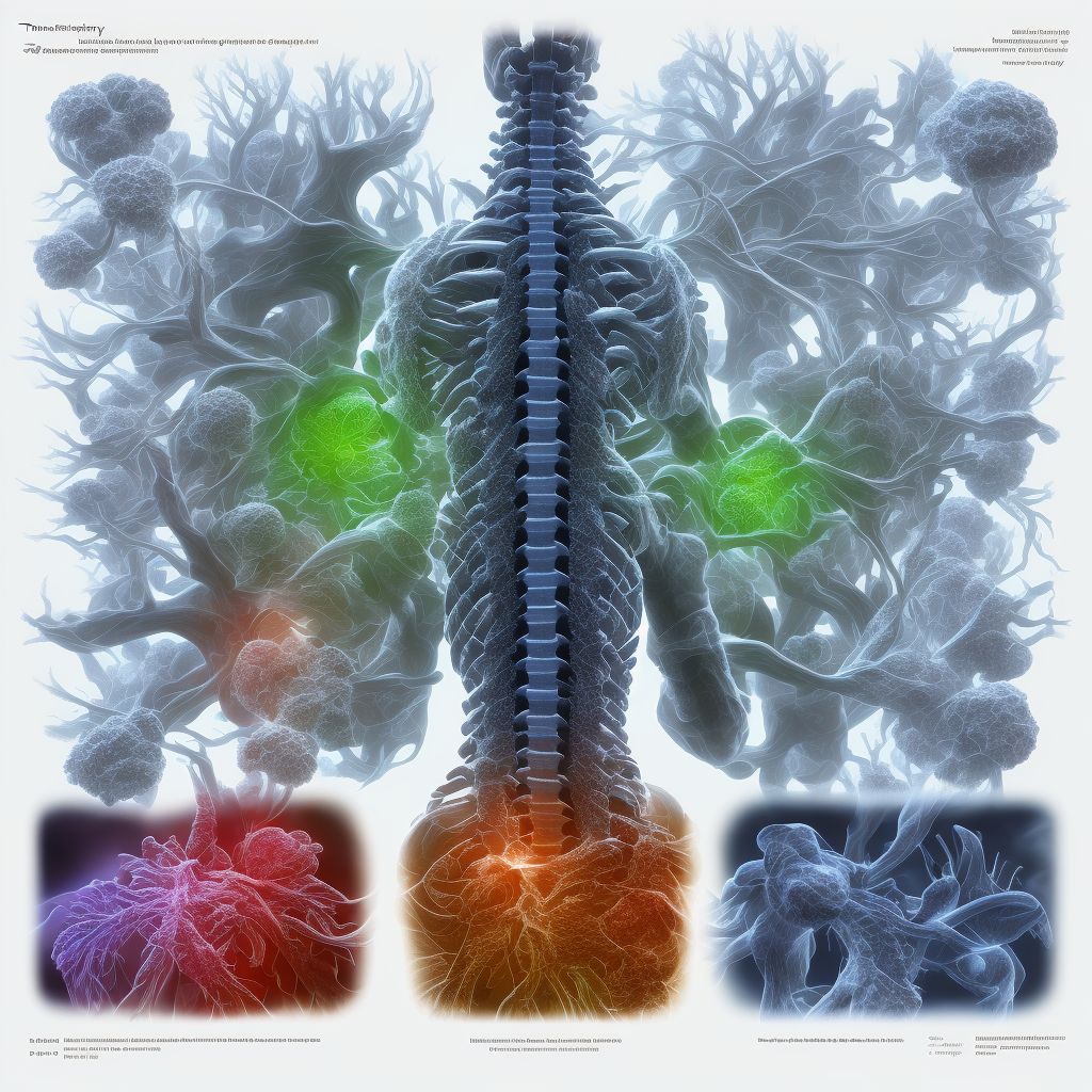 Spinal enthesopathy, thoracic region digital illustration