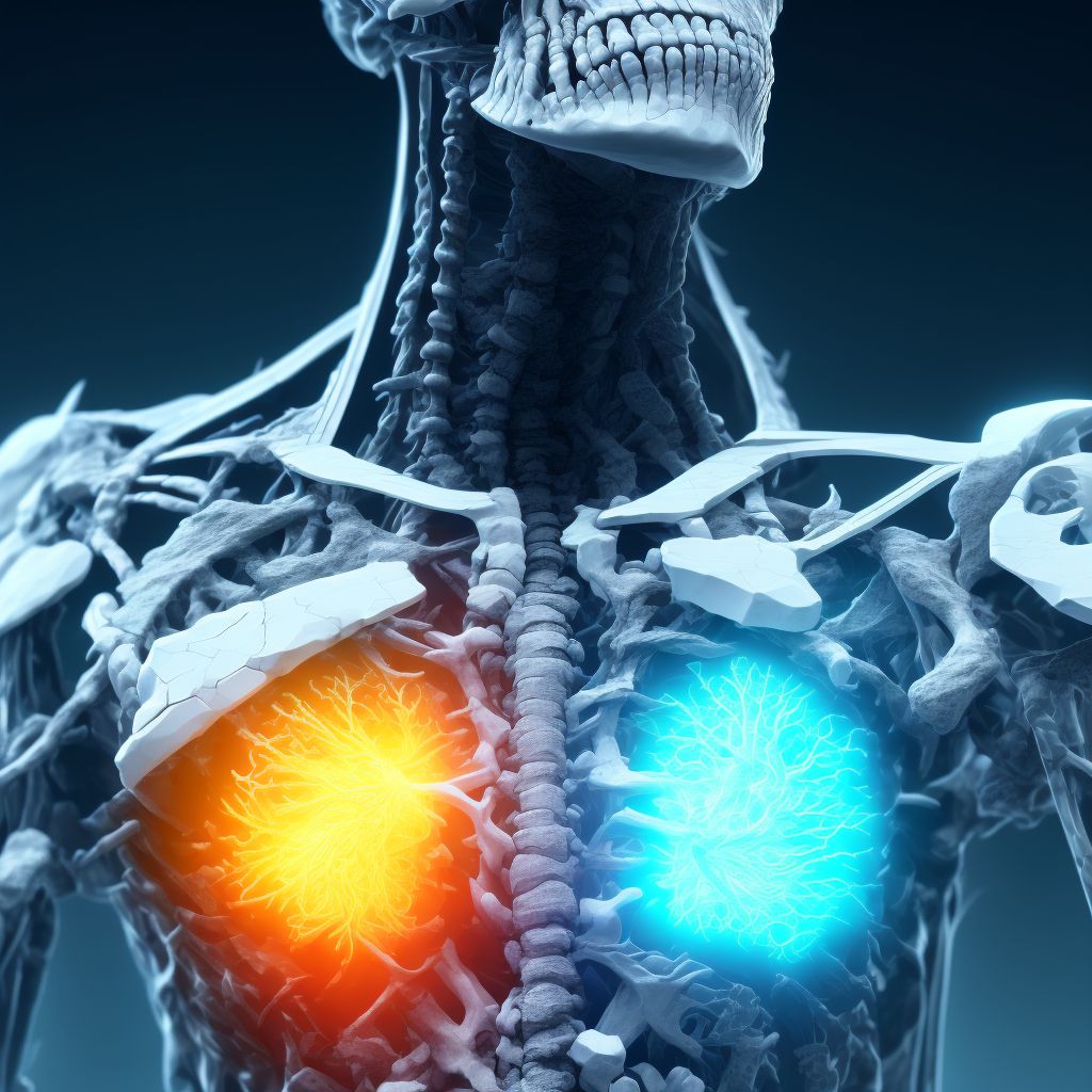 Fatigue fracture of vertebra, cervical region, subsequent encounter for fracture with delayed healing digital illustration