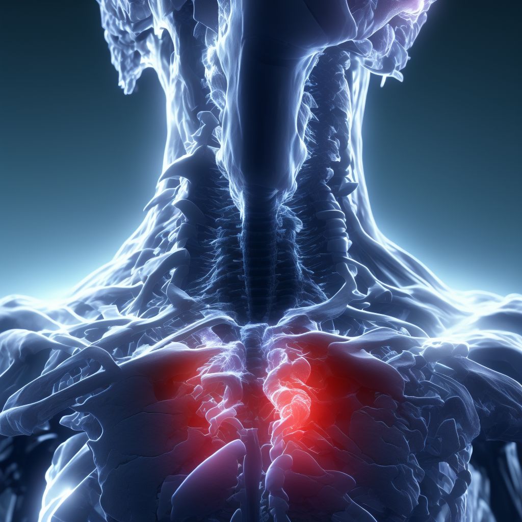 Fatigue fracture of vertebra, cervical region, sequela of fracture digital illustration