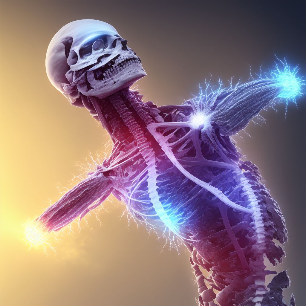 Fatigue fracture of vertebra, cervicothoracic region, initial encounter for fracture digital illustration