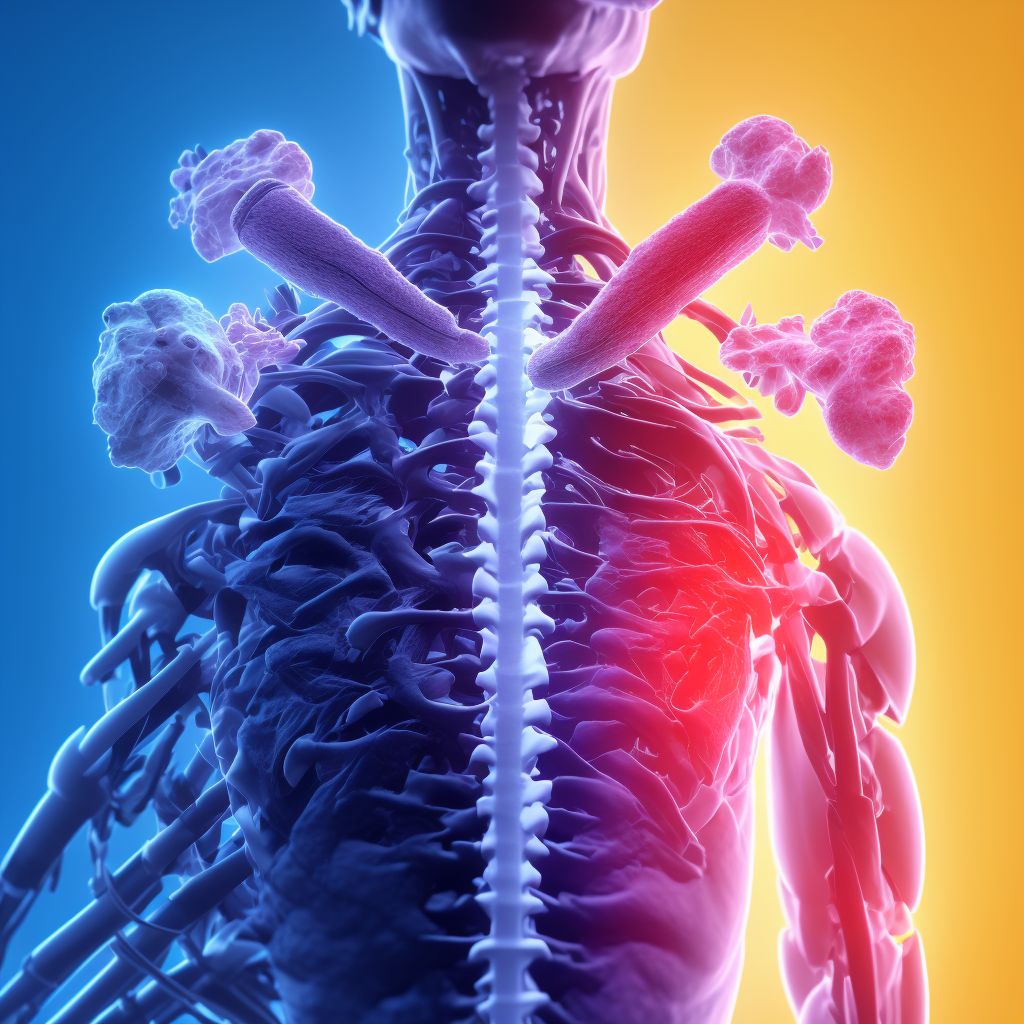 Fatigue fracture of vertebra, cervicothoracic region, subsequent encounter for fracture with routine healing digital illustration