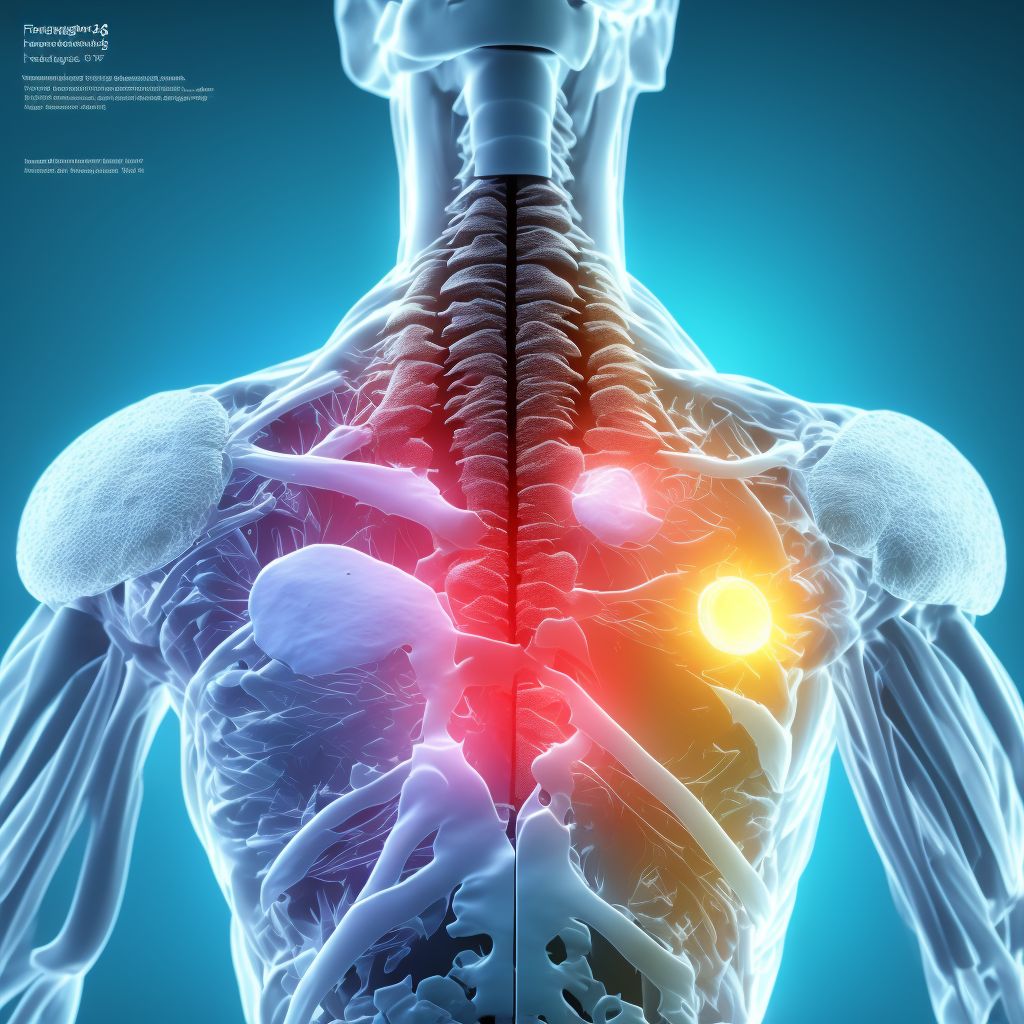 Fatigue fracture of vertebra, cervicothoracic region, sequela of fracture digital illustration