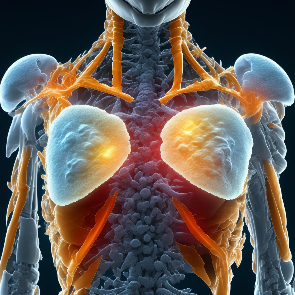 Fatigue fracture of vertebra, thoracic region, initial encounter for fracture digital illustration