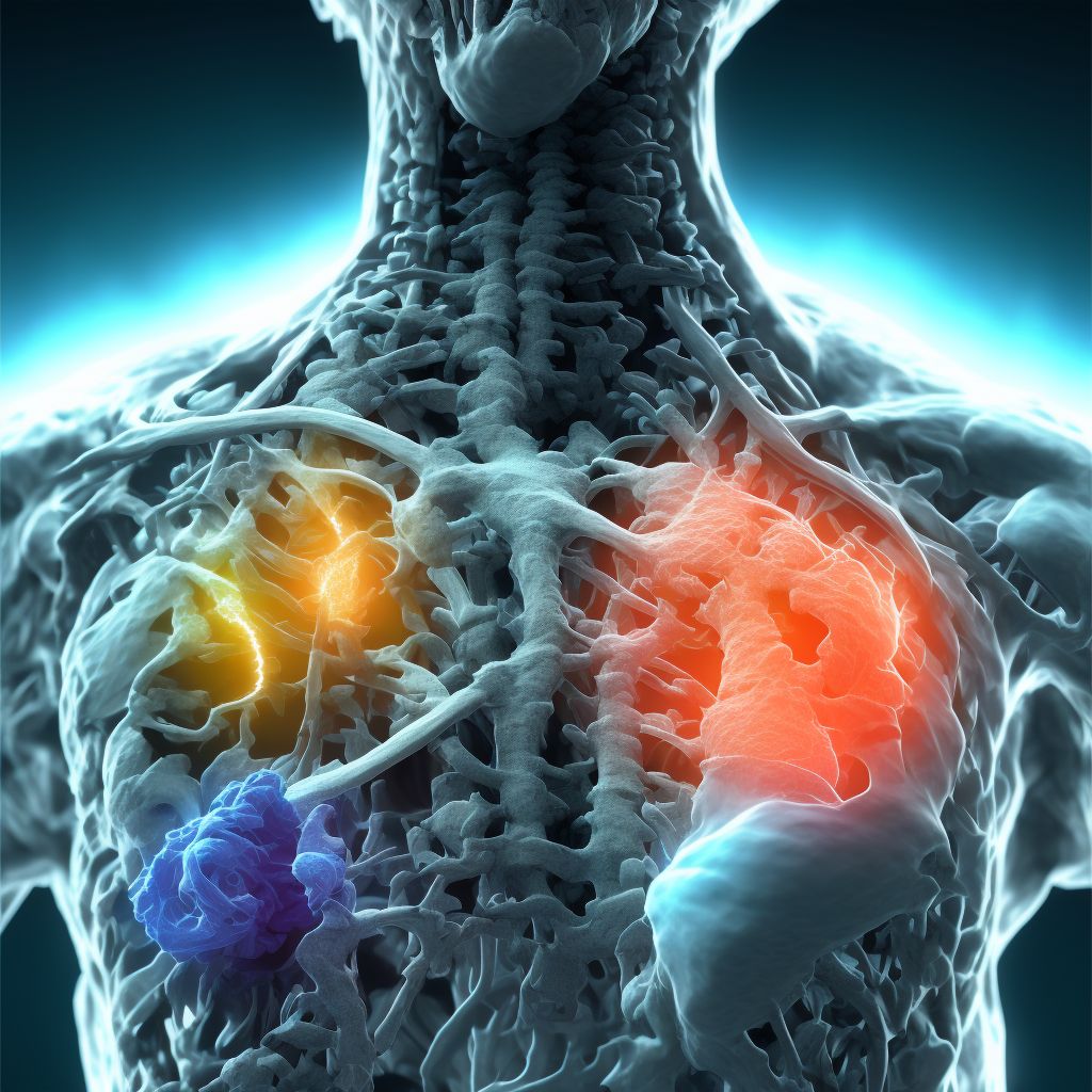 Fatigue fracture of vertebra, thoracolumbar region, initial encounter for fracture digital illustration