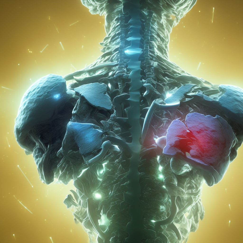 Fatigue fracture of vertebra, lumbar region, subsequent encounter for fracture with routine healing digital illustration