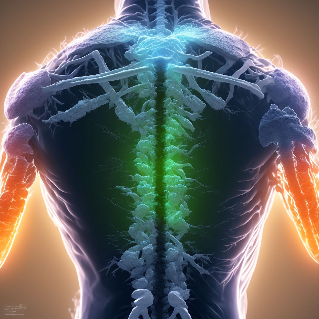 Fatigue fracture of vertebra, sacral and sacrococcygeal region, subsequent encounter for fracture with routine healing digital illustration