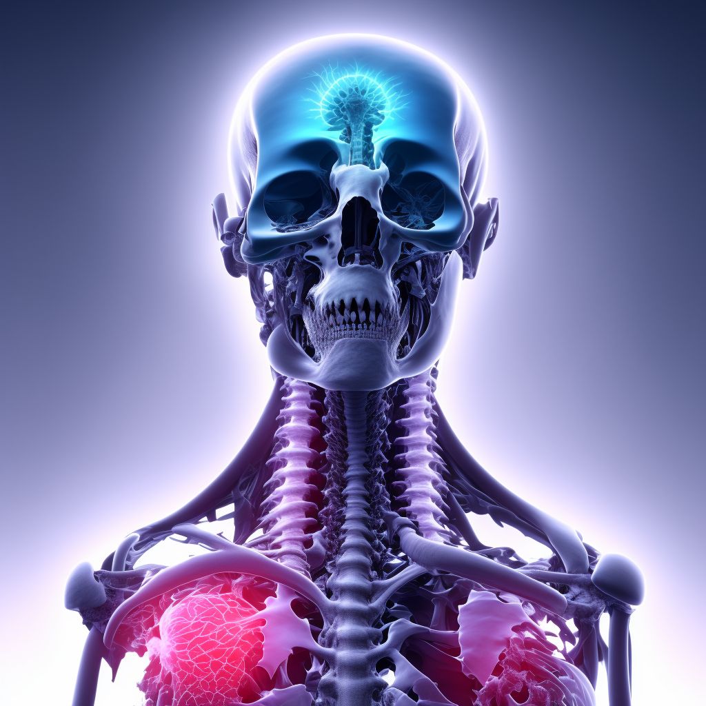 Collapsed vertebra, not elsewhere classified, cervical region, subsequent encounter for fracture with routine healing digital illustration