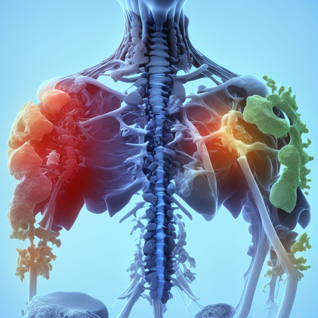 Collapsed vertebra, not elsewhere classified, thoracic region, sequela of fracture digital illustration