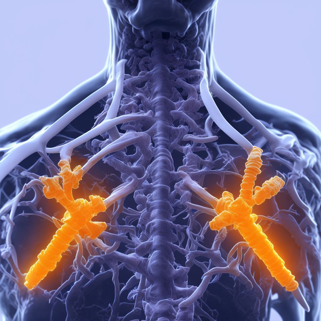 Collapsed vertebra, not elsewhere classified, thoracolumbar region, subsequent encounter for fracture with routine healing digital illustration