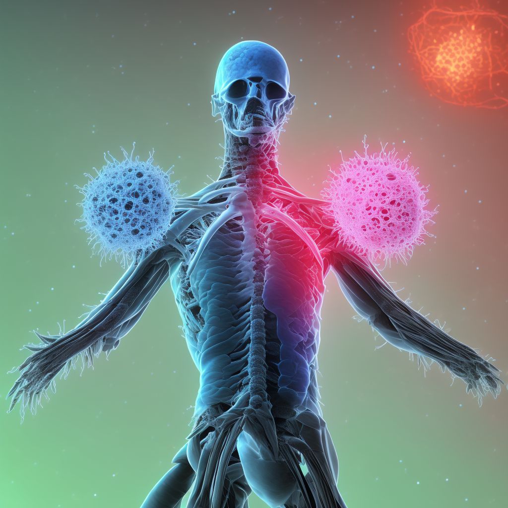 Spondylopathy in diseases classified elsewhere, thoracic region digital illustration