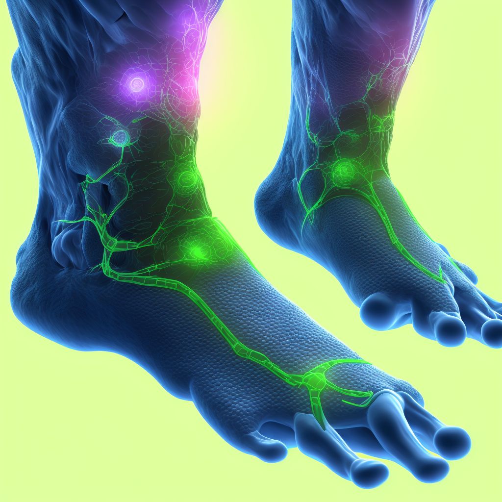 Interstitial myositis, right ankle and foot digital illustration