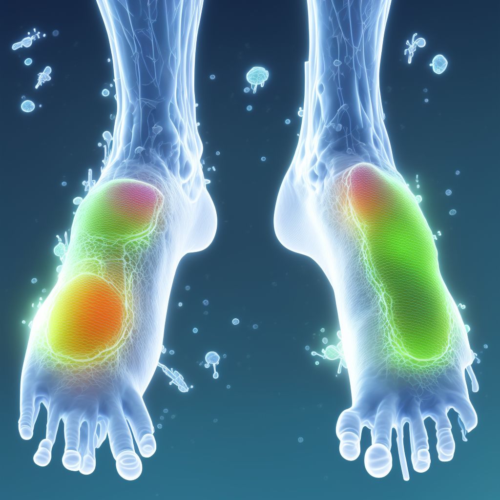 Interstitial myositis, left ankle and foot digital illustration