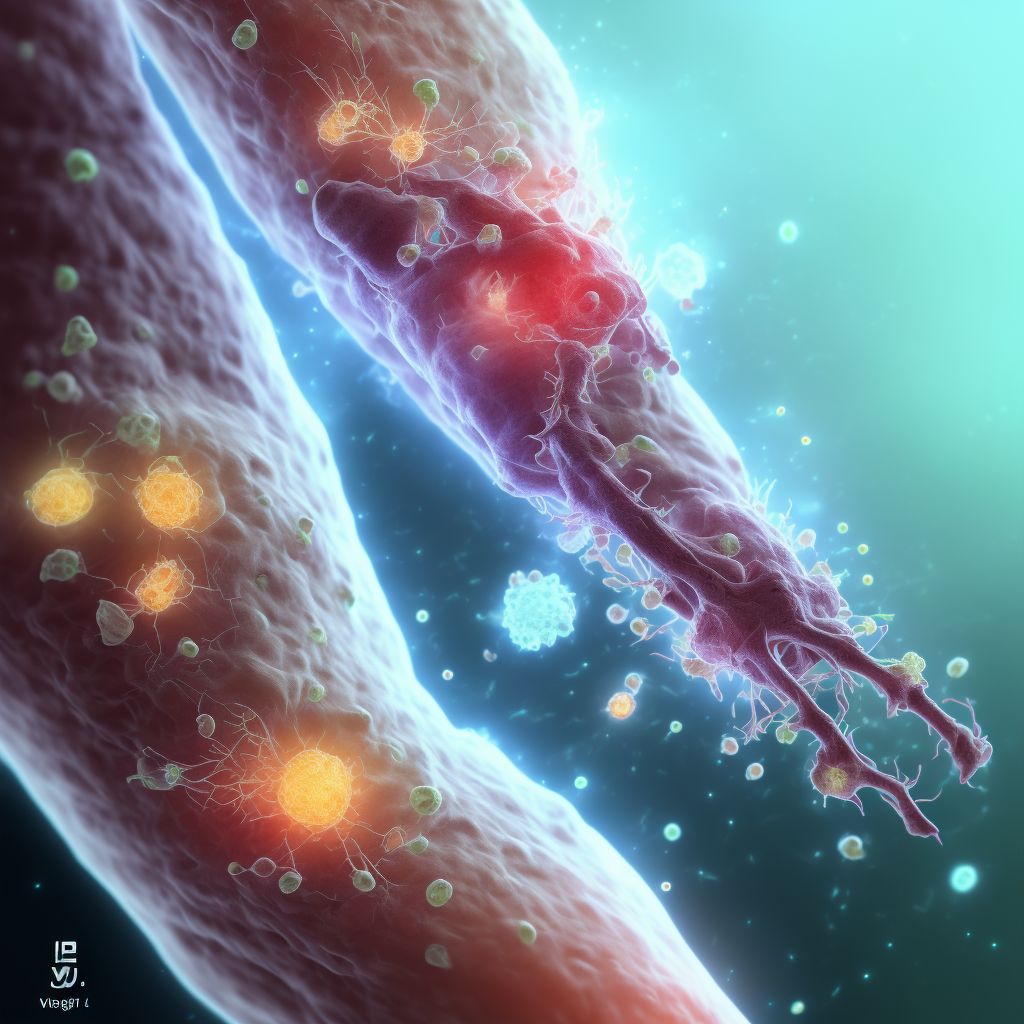 Foreign body granuloma of soft tissue, not elsewhere classified, right forearm digital illustration