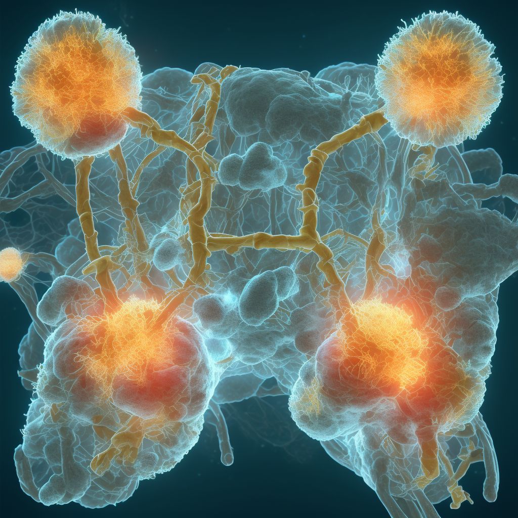 Foreign body granuloma of soft tissue, not elsewhere classified, right thigh digital illustration