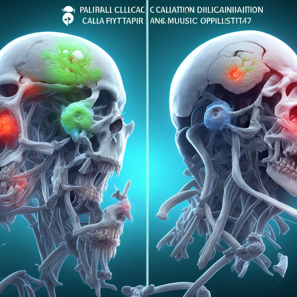 Paralytic calcification and ossification of muscle, multiple sites digital illustration