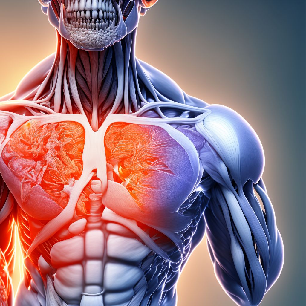 Calcification and ossification of muscles associated with burns, unspecified upper arm digital illustration