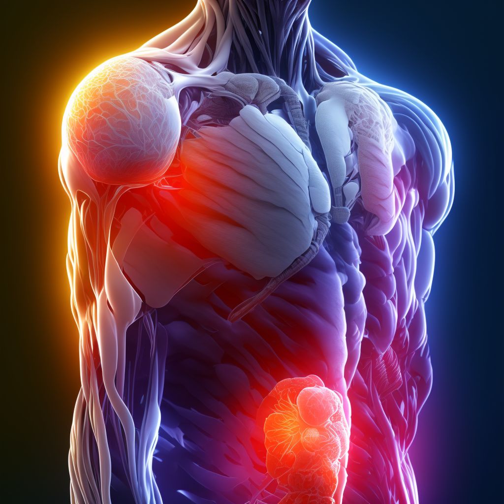 Nontraumatic ischemic infarction of muscle, right upper arm digital illustration