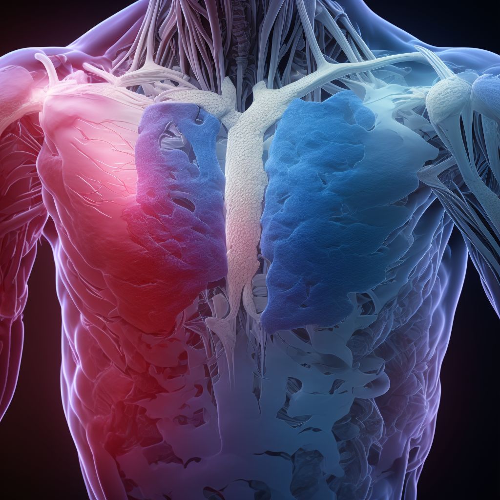 Nontraumatic ischemic infarction of muscle, left upper arm digital illustration