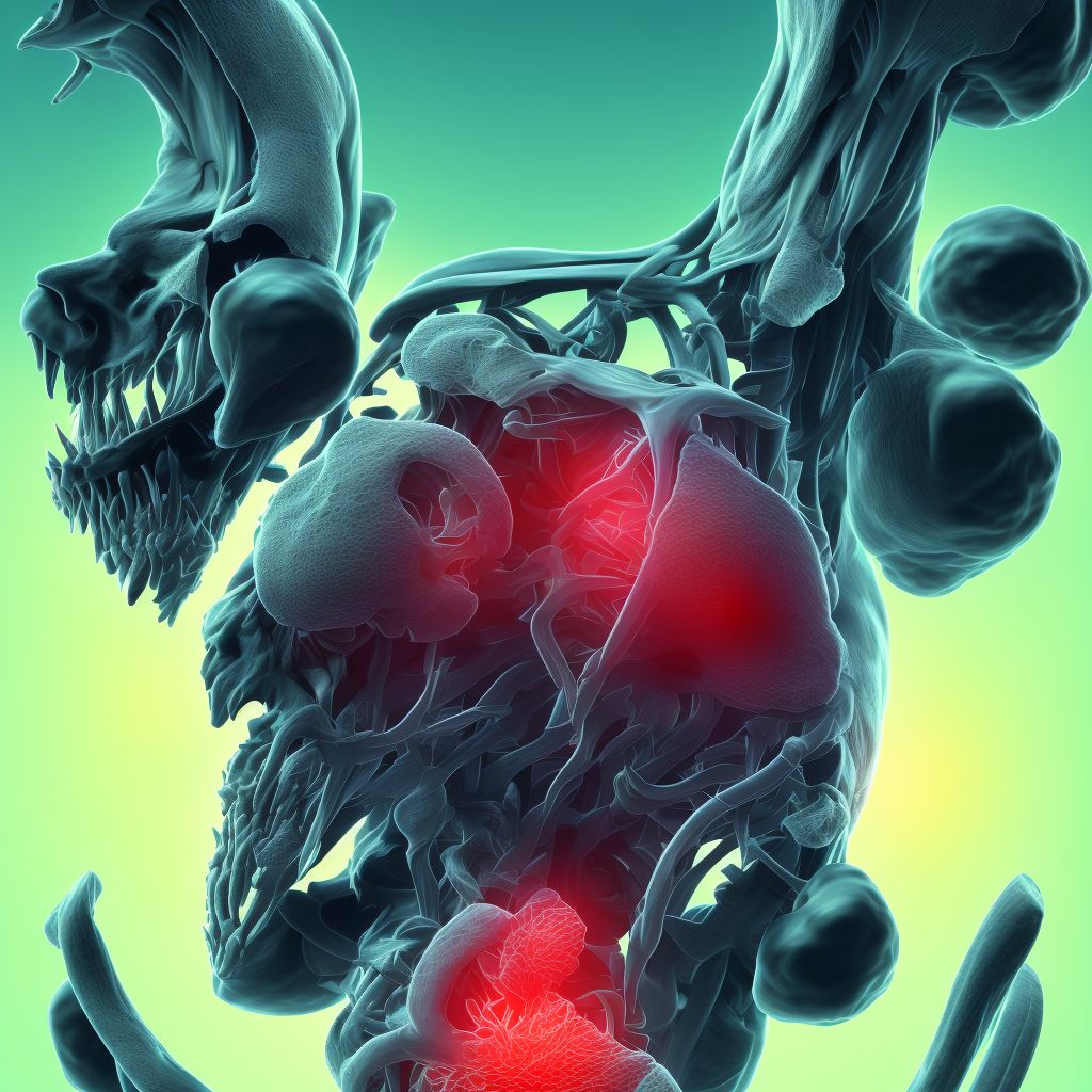 Nontraumatic ischemic infarction of muscle, left forearm digital illustration