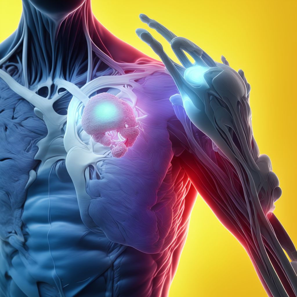 Nontraumatic ischemic infarction of muscle, right hand digital illustration