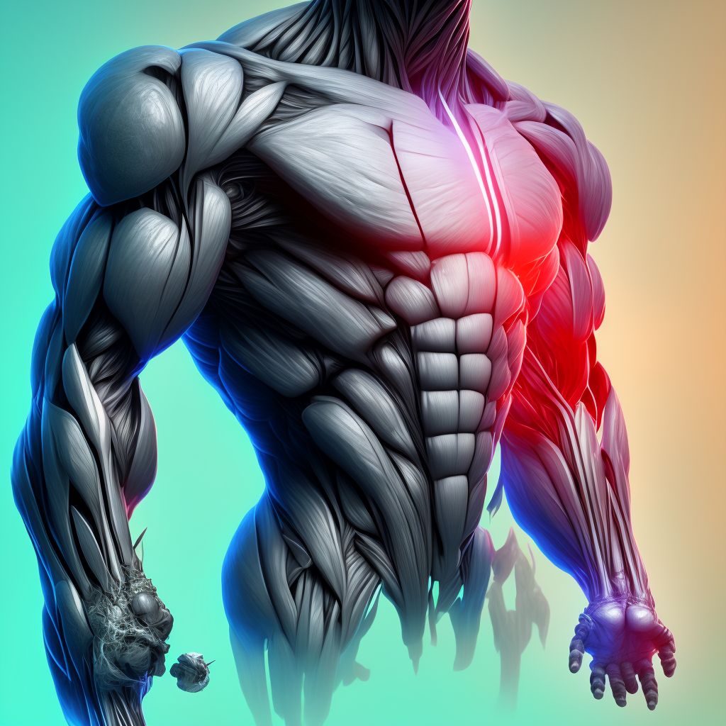 Muscle wasting and atrophy, not elsewhere classified, right shoulder digital illustration