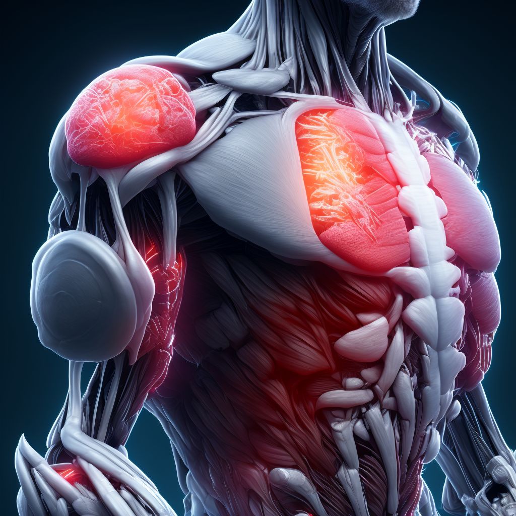 Muscle wasting and atrophy, not elsewhere classified, left shoulder digital illustration