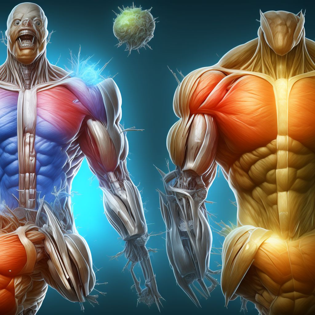 Synovial hypertrophy, not elsewhere classified, right upper arm digital illustration