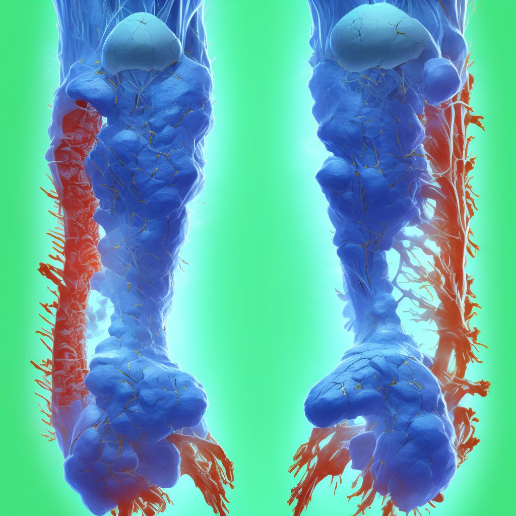 Synovial hypertrophy, not elsewhere classified, right ankle and foot digital illustration