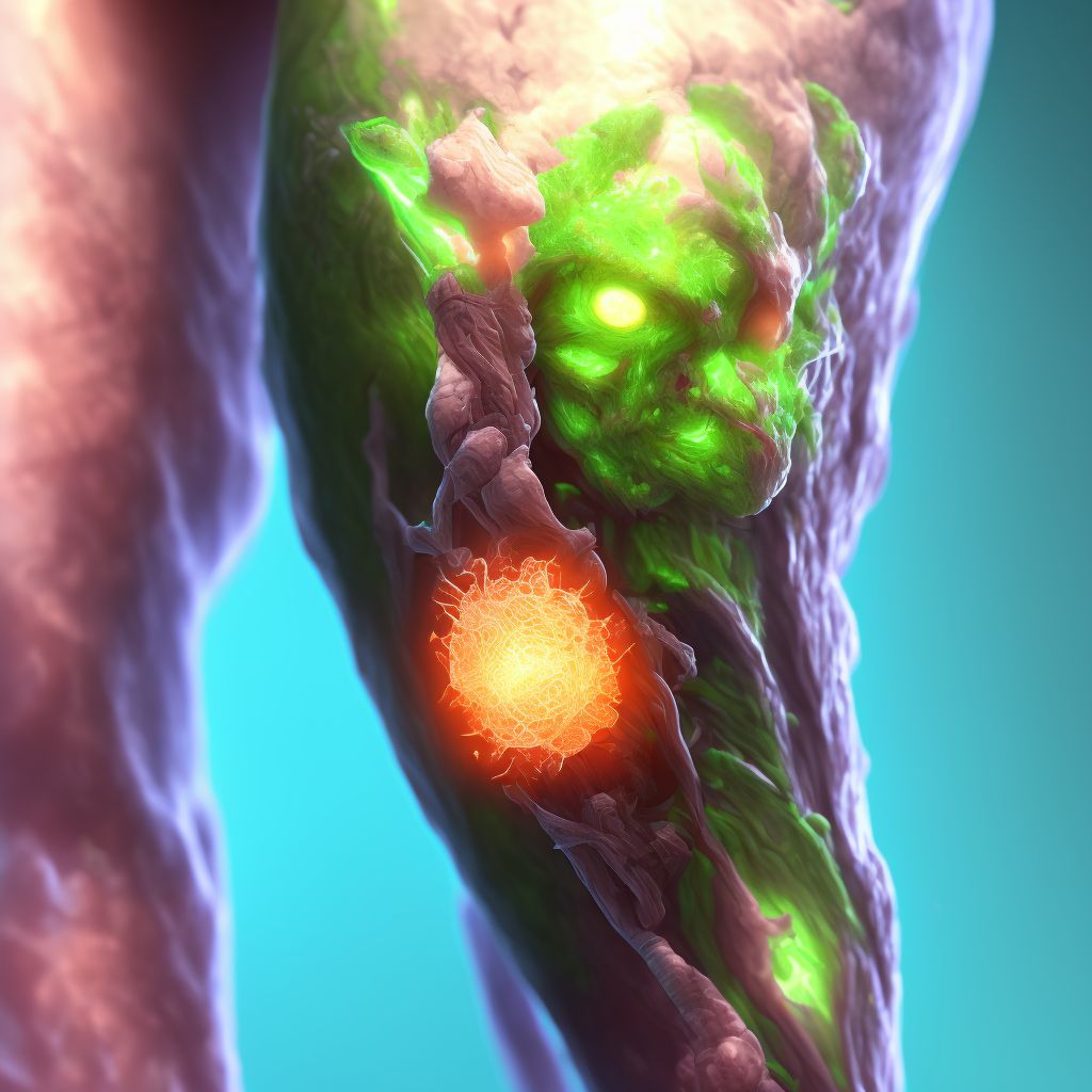 Prepatellar bursitis, left knee digital illustration