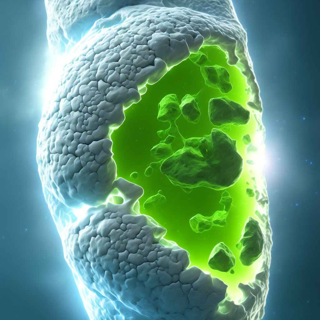 Calcium deposit in bursa, left knee digital illustration