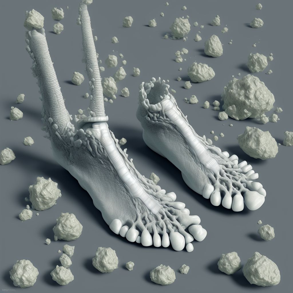 Calcium deposit in bursa, right ankle and foot digital illustration