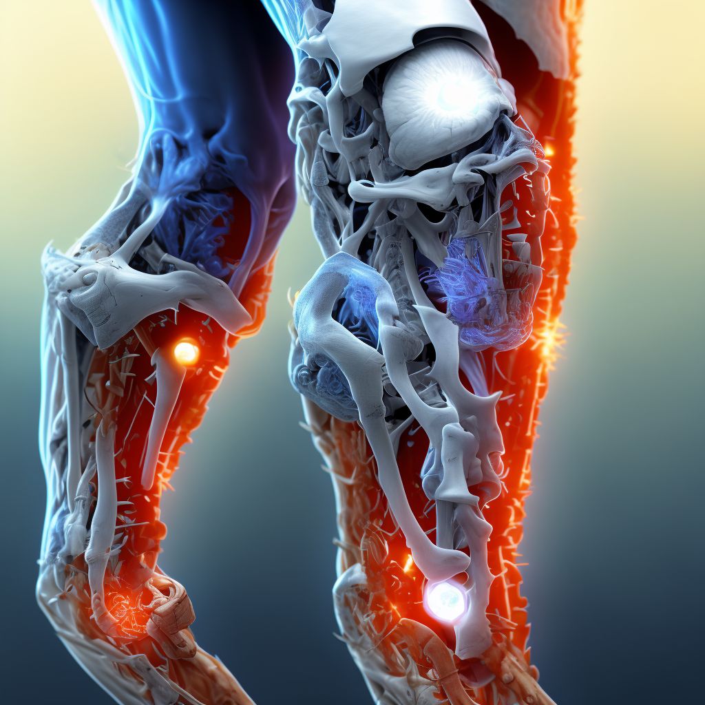 Tibial collateral bursitis [Pellegrini-Stieda], right leg digital illustration