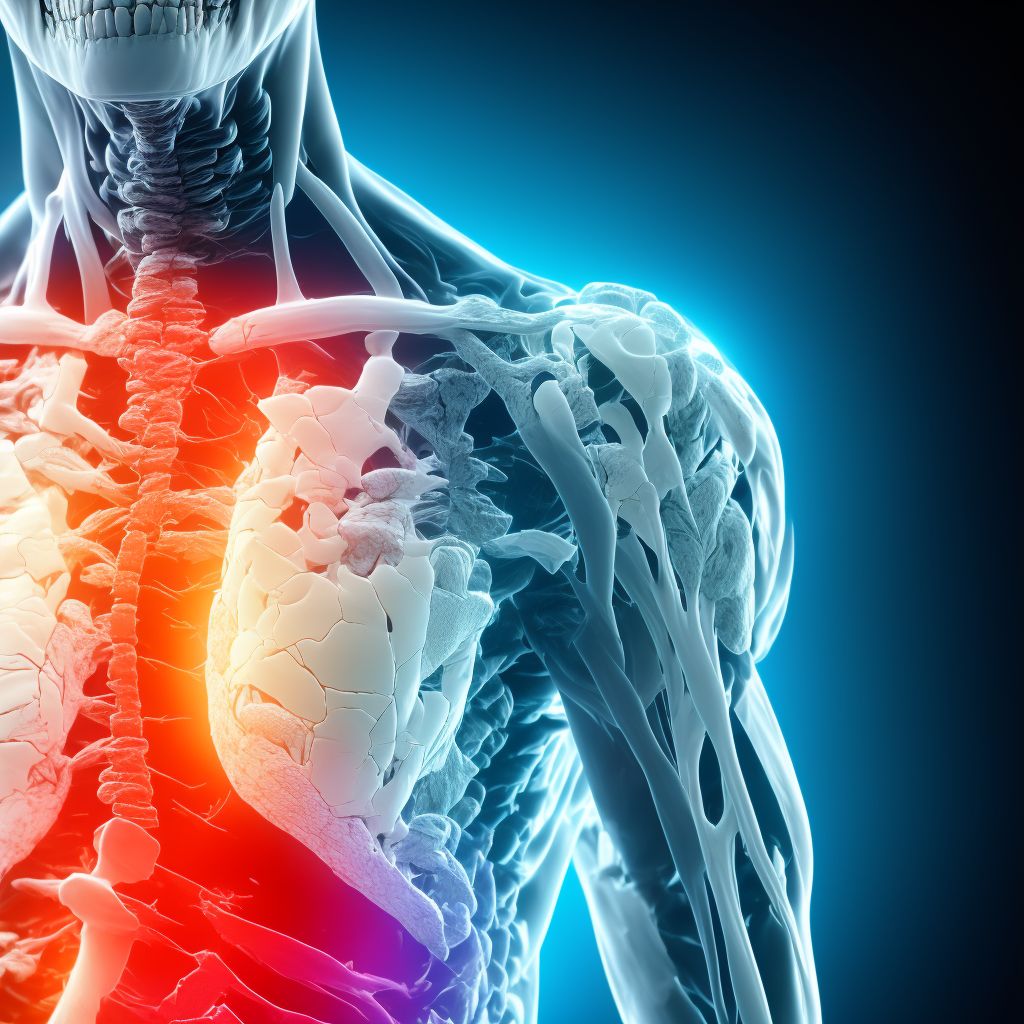 Age-related osteoporosis with current pathological fracture, right shoulder, subsequent encounter for fracture with routine healing digital illustration