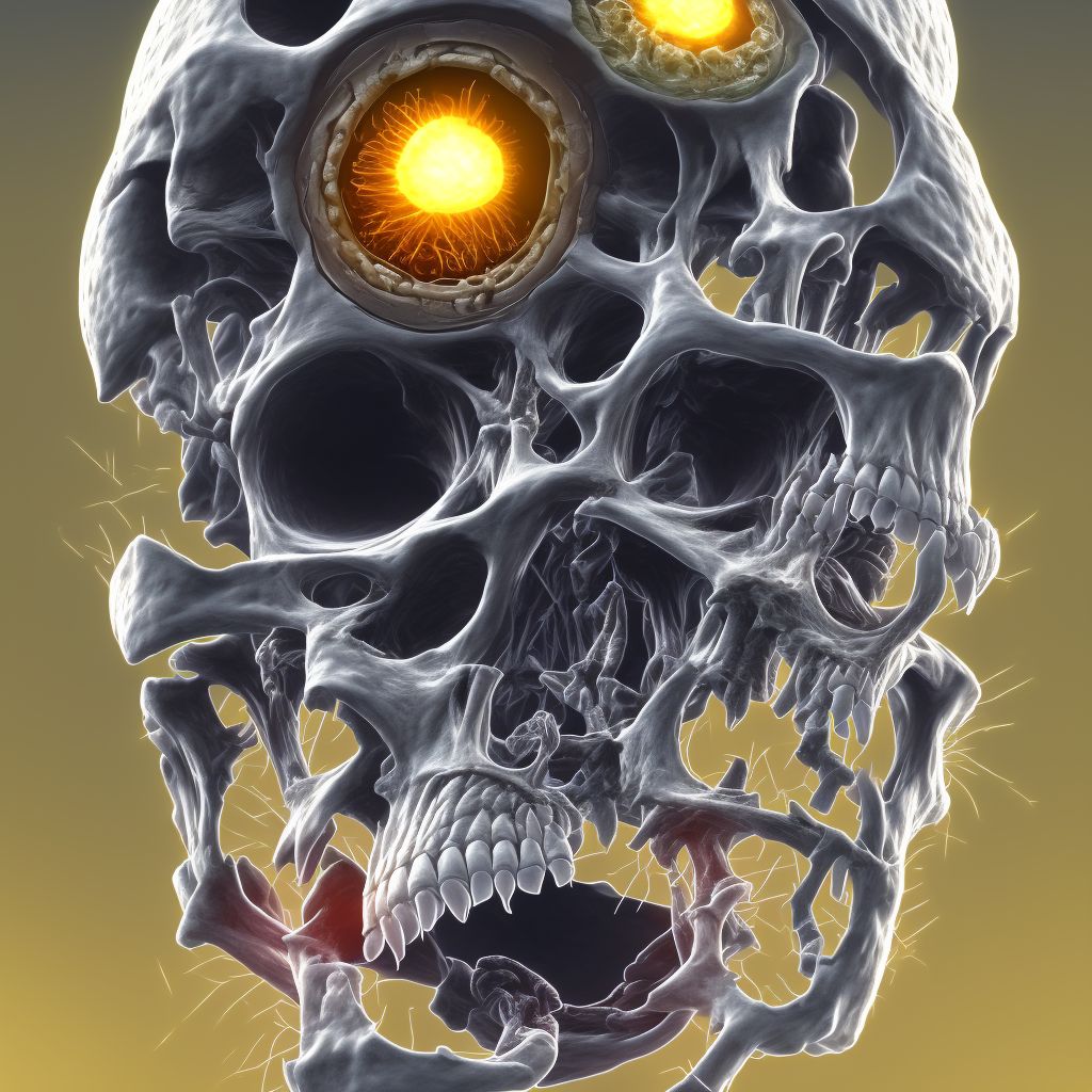 Age-related osteoporosis with current pathological fracture, right humerus, subsequent encounter for fracture with routine healing digital illustration